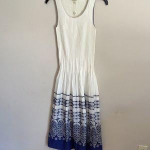 Max Studio White Blue Printed Sleeveless Summer Dress NWT